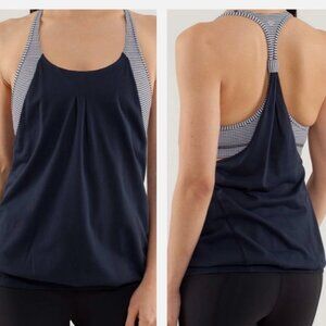 Lululemon 6 Navy White Gingham Tank Top